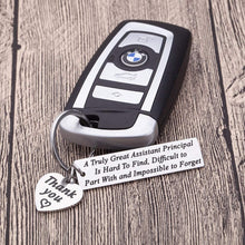 Load image into Gallery viewer, School Assistant-Principal-Gifts-Keychain-Appreciation Thank You Gifts School Counselor Teacher Men Women A Great Principal is Hard to Find Key Chain Retirement Gifts Parting Leaving Present