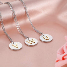 Load image into Gallery viewer, Valentine Day Gifts Initial Letter Pendant Necklace For Her Women Girls 18K Gold Plated Alphabet 26 A-Z Necklace Stainless Steel Round Script Name Monogram Charm Adjustable Chain Jewelry Teens