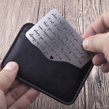 Load image into Gallery viewer, Anniversary Gifts Wallet Insert Card For Men Husband From Wife Girlfriend Boyfriend Birthday Gifts Metal Mini Love Note Valentine Wedding Gifts For Groom Bride Him Her Deployment Gifts