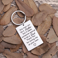 Load image into Gallery viewer, Step Dad Keychain Gifts Father’s Day Birthday Gifts for New Dad Thank You for Loving Me As Your Own Wedding Gifts for Father in Law from Daughter Son Key Ring Dog Tag