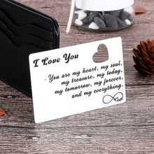 Load image into Gallery viewer, Husband Wife Christmas Gifts Wallet Card Insert for Him Her Men Husband Valentine from Wife Girlfriend Stocking Suffers Anniversary Birthday Gift I Love You Note Wedding Engagement Gifts Fiance Groom