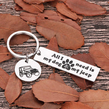 Load image into Gallery viewer, Jep Dog Lover Keychain Gifts For Dog Jep Owner Dog Mom Dad Jep Enthusiasts Gifts For Jeeper Girl Boy Men Women Friends Funny Keyring My Dog And My Jep Jeepsy Soul Jewelry Christmas Presents