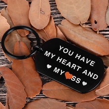 Load image into Gallery viewer, Valentine Day Gifts Keychain for Him Husband Boyfriend Christmas You Have My Heart and My As Anniversary Birthday Gifts for Man Fiance Groom Engagement Wedding Couple Gag Gifts from Her (Black)