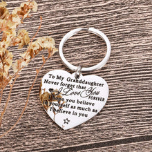 Load image into Gallery viewer, Granddaughter Keychain Gifts for Valentine Graduation from Grandma Grandpa to Granddaughter Mothers Day for Grand Kids Her Teen Adult Women Teenage Girls Christmas Gifts Inspirational Jewelry