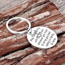 Load image into Gallery viewer, Traveller Prayer Key Chain Long Distance Journey Gifts Goodbye Farewell Leaving Going Away Parting Gifts Military Deployment Gifts For Him Her Boyfriend Son Daughter Going Off To College Gifts