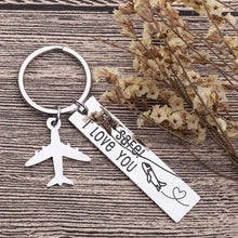 Load image into Gallery viewer, Fathers Day Pilot Gifts Fly Safe i Love You Keychain For Dad Flight Staff Airline Worker Boyfriends Husband Gift Long Distance Traveler Gift For Birthday Anniversary Couple Him Her Men Women