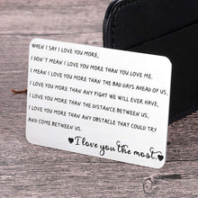 Load image into Gallery viewer, Husband Wife Wallet Insert Card Christmas Gifts for Him Her Men Husband Valentine from Wife Girlfriend Boyfriend Anniversary Birthday Gifts Love Note Wedding Gifts for Groom Bride Deployment Gifts