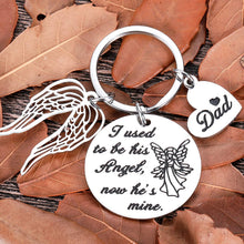 Load image into Gallery viewer, Loss of Dad Memorial Gifts Keychain Remembrance Gifts Honor Gifts in Memory of Father Family Dad Grandpa Loss Pass Away Memorial Sympathy Funeral Gifts Jewelry I Used to be His Angel Now He’s Mine