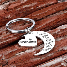 Load image into Gallery viewer, Grandma Christmas Birthday Gifts Keychain I Love You to The Moon and Back Gifts for Grandmother Mothers Day Valentine Gifts from Grandchild Grandson Goddaughter to Grandmother Gifts Jewelry