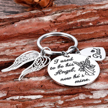 Load image into Gallery viewer, Loss of Dad Memorial Gifts Keychain Remembrance Gifts Honor Gifts in Memory of Father Family Dad Grandpa Loss Pass Away Memorial Sympathy Funeral Gifts Jewelry I Used to be His Angel Now He’s Mine