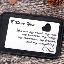 Load image into Gallery viewer, Husband Wife Christmas Gifts Wallet Card Insert for Him Her Men Husband Valentine from Wife Girlfriend Stocking Suffers Anniversary Birthday Gift I Love You Note Wedding Engagement Gifts Fiance Groom