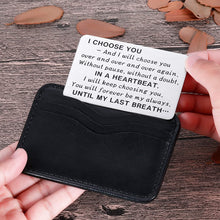 Load image into Gallery viewer, Wife Husband Christmas Wallet Card Insert Valentine Gifts for Him Her Men Husband Anniversary from Wife Girlfriend Stocking Suffers Birthday Gift I Love You Note Wedding Engagement Gifts Fiance Groom