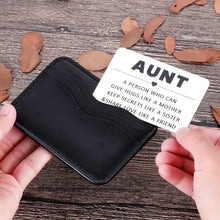 Load image into Gallery viewer, Aunt Christmas Gifts Wallet Card Inserts for Auntie from Niece Nephew to Aunt Valentine Birthday Gifts for Women Stocking Stuffer Mothers Day for Aunts Mini Love Note Reminder Thanksgiving to Aunt