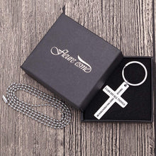 Load image into Gallery viewer, Cross Charm Keychain Necklace Inspirational Gifts for Men Women Boys Girls Strength Bible Verse Philippians 4:13 Enrgaved Metal Keyring Jewelry for Purse Baptism Favors Faith Gifts Scripture