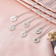 Load image into Gallery viewer, Valentine Day Gifts Initial Letter Pendant Necklace For Her Women Girls 18K Gold Plated Alphabet 26 A-Z Necklace Stainless Steel Round Script Name Monogram Charm Adjustable Chain Jewelry Teens