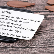 Load image into Gallery viewer, To My Son Christmas Wallet Card Inserts Valentine Gifts for Son from Mom Dad Mothers Day Inspirational Sweet 16th Birthday Love Note For Him Teens Adult Men Teenage Boys Graduation Gifts