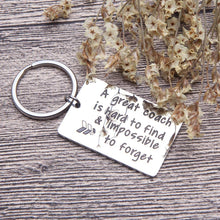 Load image into Gallery viewer, Coach Gifts Keychain 2Pcs Football Soccer Basketball Swimming Baseball Cheer Coach Gifts for a Coach A Great Coach is Hard to Forget Christmas Birthday Gifts for Men Women