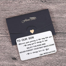 Load image into Gallery viewer, To My Son Christmas Wallet Card Inserts Valentine Gifts for Son from Mom Dad Mothers Day Inspirational Sweet 16th Birthday Love Note For Him Teens Adult Men Teenage Boys Graduation Gifts