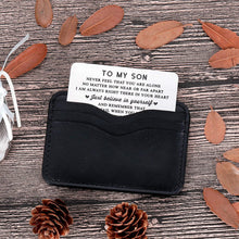 Load image into Gallery viewer, Mom to My Son Christmas Wallet Card Inserts Valentine Gifts for Step Son from Mom Mothers Day Graduation Sweet 16 18 21 Birthday Love Note for Him Teens Adult Men Teenage Boys Kids Inspirational Gift