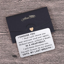 Load image into Gallery viewer, Wife Husband Christmas Wallet Card Insert Valentine Gifts for Him Her Men Husband Anniversary from Wife Girlfriend Stocking Suffers Birthday Gift I Love You Note Wedding Engagement Gifts Fiance Groom