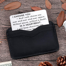 Load image into Gallery viewer, Wife Husband Christmas Wallet Card Insert Valentine Gifts for Him Her Men Husband Anniversary from Wife Girlfriend Stocking Suffers Birthday Gift I Love You Note Wedding Engagement Gifts Fiance Groom