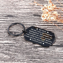 Load image into Gallery viewer, Anniversary Gifs For Him Men Husband To My Man Keychain I Love You Gifs for Hubby Boyfriend Birthday Valentins Day Fiance Groom Wedding Couple Gifs Key Chain from Girlfriend Wife (black)
