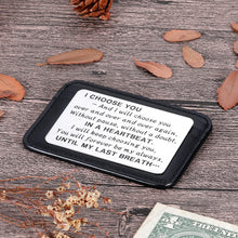 Load image into Gallery viewer, Wife Husband Christmas Wallet Card Insert Valentine Gifts for Him Her Men Husband Anniversary from Wife Girlfriend Stocking Suffers Birthday Gift I Love You Note Wedding Engagement Gifts Fiance Groom