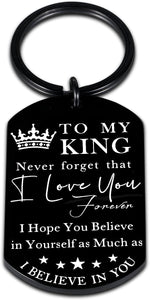 To My King Keychain Anniversary Valentine's Day Gifts for Boyfriend Husband To Be Key Chain I Love You Gifts for Him Men Hubby Birthday Fiance Groom Wedding Engagement Presents from Girlfriend Wife
