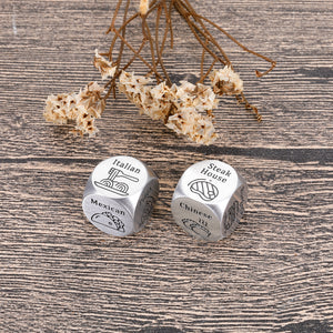 2 Pcs Date Night Gifts for Boyfriend Girlfriend One Year Anniversary Birthday Naughty Dice for Her Him Food Decision Dice Decider for Husband Wife Couple Valentines Gifts 11th Anniversary Steel Gifts