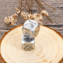 Load image into Gallery viewer, 2 Pcs Date Night Gifts for Boyfriend Girlfriend One Year Anniversary Birthday Naughty Dice for Her Him Food Decision Dice Decider for Husband Wife Couple Valentines Gifts 11th Anniversary Steel Gifts
