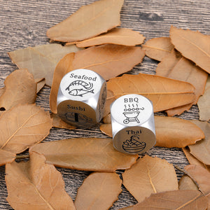 2 Pcs Date Night Gifts for Boyfriend Girlfriend One Year Anniversary Birthday Naughty Dice for Her Him Food Decision Dice Decider for Husband Wife Couple Valentines Gifts 11th Anniversary Steel Gifts