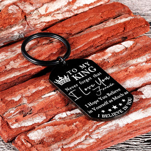 To My King Keychain Anniversary Valentine's Day Gifts for Boyfriend Husband To Be Key Chain I Love You Gifts for Him Men Hubby Birthday Fiance Groom Wedding Engagement Presents from Girlfriend Wife
