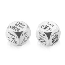 Load image into Gallery viewer, 2 Pcs Date Night Gifts for Boyfriend Girlfriend One Year Anniversary Birthday Naughty Dice for Her Him Food Decision Dice Decider for Husband Wife Couple Valentines Gifts 11th Anniversary Steel Gifts
