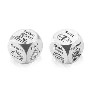 2 Pcs Date Night Gifts for Boyfriend Girlfriend One Year Anniversary Birthday Naughty Dice for Her Him Food Decision Dice Decider for Husband Wife Couple Valentines Gifts 11th Anniversary Steel Gifts