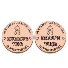 Load image into Gallery viewer, Funny Decision Coin New Mom Dad To Be New Parent Gift for Pregnant Women First Time Mommy Daddy Birthday Gift for Men Husband Wife Expecting Mother Fathers Day Christmas New Baby Present- Double-Sided
