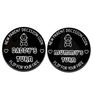 Funny Decision Coin New Mom Dad To Be New Parent Gift for Pregnant Women First Time Mommy Daddy Birthday Gift for Men Husband Wife Expecting Mother Fathers Day Christmas New Baby Present- Double-Sided