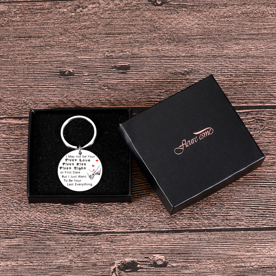 Valentines Day Gifts for Him Girlfriend Boyfriend Date Keychain from BFF Couple Keychain for Her Wedding Anniversary Birthday Thanksgiving Love Keychain for Husband Wife May Not My First Keychain