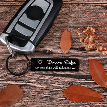 Load image into Gallery viewer, Boyfriend Gifts Men Valentines Day Gifts For Husband Him From Wife Girlfriend Drive Safe Keychain Fathers Day Birhtday Sentimental Fiance Gifts For Men Dad New Driver Best Friends BF Black Key Chain
