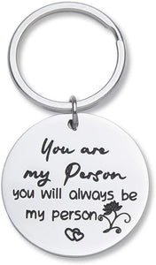 Best Friend Gits Keychain You Are My Person Key Ring Inspirational Gits Friendship Gits Personalized Engraved Keychain Pendant Couple Key Chains for Him Her Women Men Teen Girls