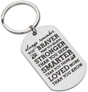 Inspirational Gifts for Teenage Girl Stocking Stuffers for Teens Girls Boys Women Engraved Keychain Always Remember You are Braver Than You Believe Graduation Birthday Gift for Teen Boys Kids