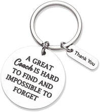 Load image into Gallery viewer, Coach Gifts For Men Women Coach Keychain Basketball Football Cheer A Great Coach Is Hard To Find Thank You Gifts For Coaches Soccer Gymnastics Retirement Appreication Gifts
