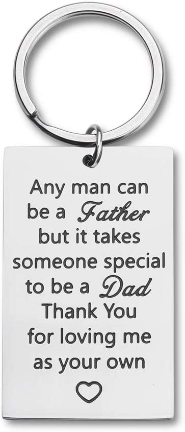 Step Dad Keychain Gifts Father’s Day Birthday Gifts for New Dad Thank You for Loving Me As Your Own Wedding Gifts for Father in Law from Daughter Son Key Ring Dog Tag