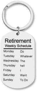Funny Retirement Gifts Keychain for Men Women Coworker Retiree Calendar Gag Gifts Leaving Gifts for Dad Mom Nurses Teacher Military Army USAF Navy Dog Tag Key Ring