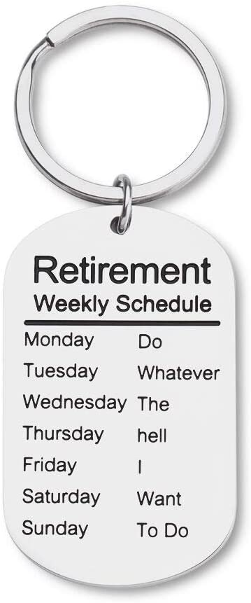 Funny Retirement Gifts Keychain for Men Women Coworker Retiree Calendar Gag Gifts Leaving Gifts for Dad Mom Nurses Teacher Military Army USAF Navy Dog Tag Key Ring