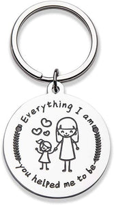 Keychain Gifts for Mom Mothers Day Birthday Gifts for Mom Keychain Gifts from Daughter Son Everything I Am You Helped Me to Be Mother’s Day Gifts Presents for Mother Mum