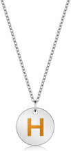 Load image into Gallery viewer, Valentine Day Gifts Initial Letter Pendant Necklace For Her Women Girls 18K Gold Plated Alphabet 26 A-Z Necklace Stainless Steel Round Script Name Monogram Charm Adjustable Chain Jewelry Teens
