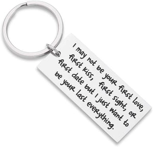 Husband Gifts for Fathers Day Anniversary from Wife Couple Keychains Boyfriend Girlfriend Birthday Wedding Love Key Ring Gifts for Him Her Men Women I Just Want to Be Your Last Everything Dog Tag