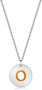 Valentine Day Gifts Initial Letter Pendant Necklace For Her Women Girls 18K Gold Plated Alphabet 26 A-Z Necklace Stainless Steel Round Script Name Monogram Charm Adjustable Chain Jewelry Teens