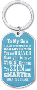 Son Keychain Inspirational Gifts For Teenage Boys Men From Mom Dad To Son Birthday College Graduation Motivational Gifts Always Remember You Are Braver Key Ring Wedding Presents For Him