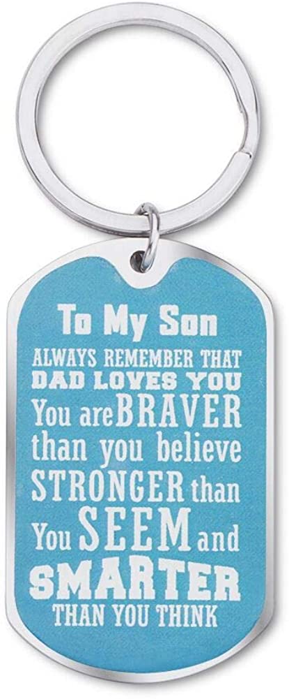 Son Keychain Inspirational Gifts For Teenage Boys Men From Mom Dad To Son Birthday College Graduation Motivational Gifts Always Remember You Are Braver Key Ring Wedding Presents For Him